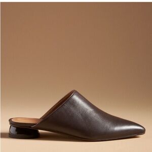 Anthropologie Brown Leather Pointed Toe Mule size 37 Retail: $150